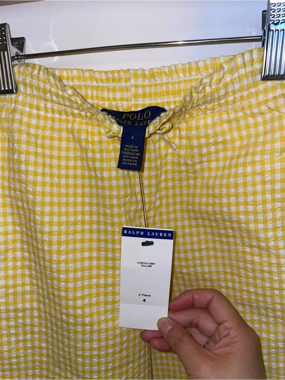 Ralph Lauren Yellow Gingham Peplum Jumpsuit size 4